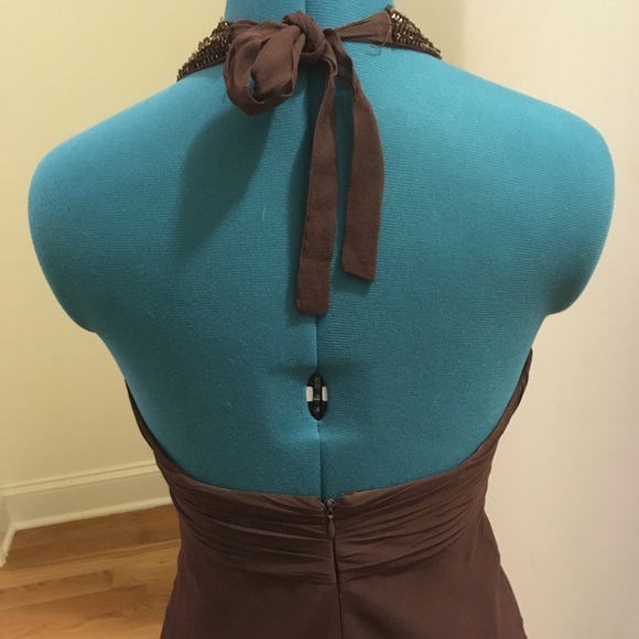 Long brown beaded evening gown - Picture 2 of 8